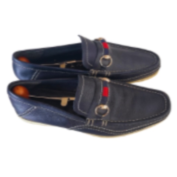 -Men's Gucci Navy Boat Shoes Size 8 - Picture 4 of 7